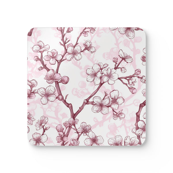 Cherry Blossom Corkwood Coaster Set | Home Decor | Accessories, Coasters, Desk, Kitchen, Kitchen Accessories, Sublimation, Summer Picks | Prints with Passion