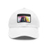 Neon Dreams Baseball Cap in White with Light Brown Patch oval