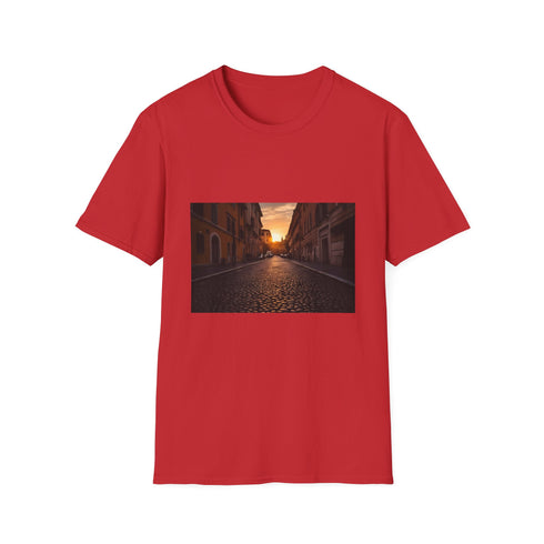 Charcoal crew neck T-shirt with golden hour Rome design in cotton fabric