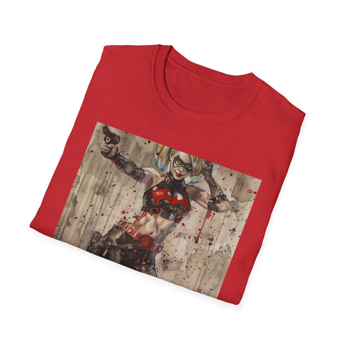 Harley Quinn T-Shirt in Charcoal - DTG Printed Regular Fit Summer Top