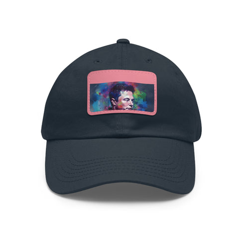 Neon Musk watercolor baseball cap with white/light brown patch.