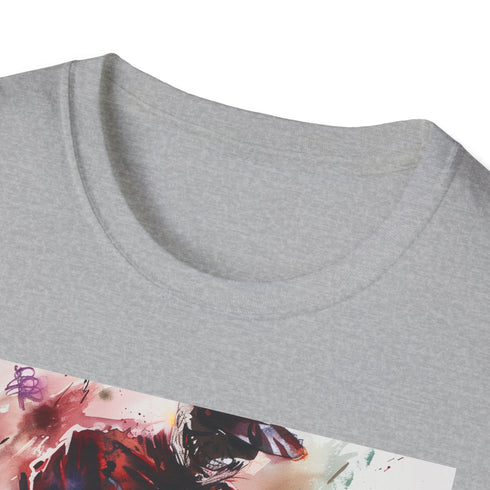 Charcoal crew neck T-shirt with Freddy Krueger's textured menacing design