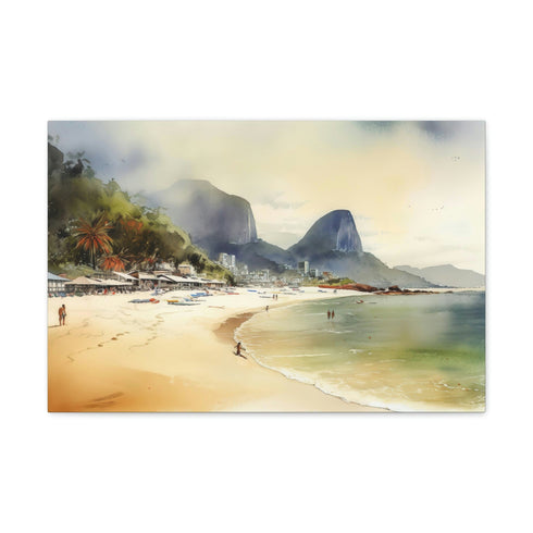 "Vibrant beach paradise canvas print with Copacabana and Ipanema beaches."