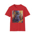 Charcoal cotton crew neck T-shirt with vibrant Thanos painting