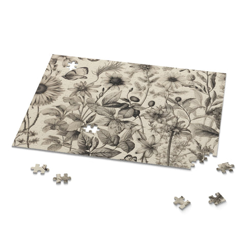 Botanical Bliss Jigsaw Puzzle with seamless botanical pattern for relaxing entertainment