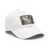 White baseball cap with light brown patch featuring Congo rainforest design.