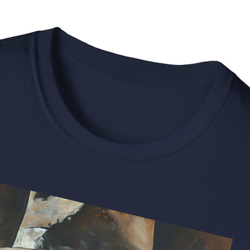 Charcoal crew neck T-shirt featuring vibrant Indiana Jones portrait in cotton