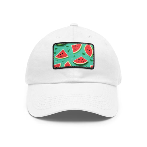 White hat with watermelon print, perfect for adding color to outfits.