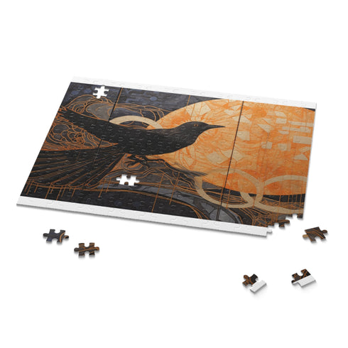 Stunning black gold lion puzzle, perfect for art enthusiasts and puzzle lovers.