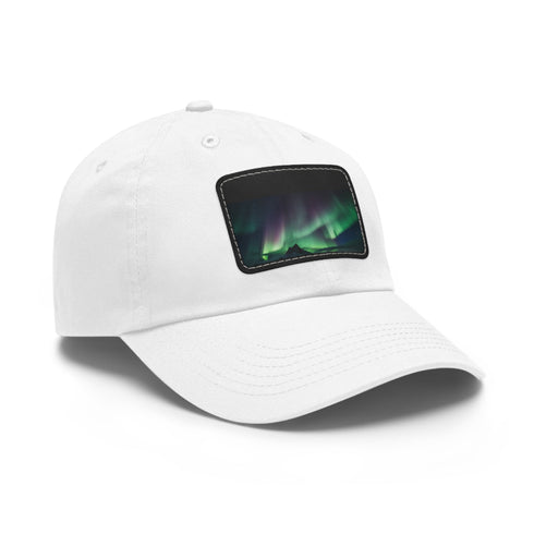 Northern Lights Glow Baseball Cap in White with Light Brown Patch