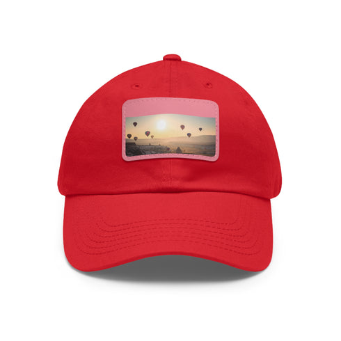 Cappadocia Dreamscape Baseball Cap in White/Light Brown Rectangle Design