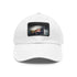 Aussie Pride baseball cap in white with light brown patch.