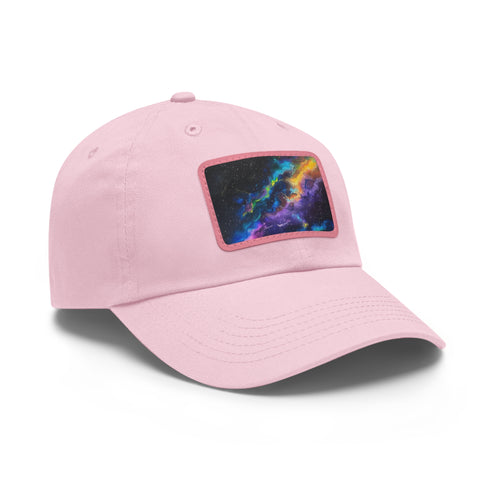 Neon space galaxy snapback cap with bold design and vibrant colors.
