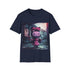 Cute charcoal Kuromi x Hello Kitty cartoon t-shirt, perfect for fans.
