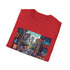Vintage video game themed charcoal t-shirt with pixelated design.