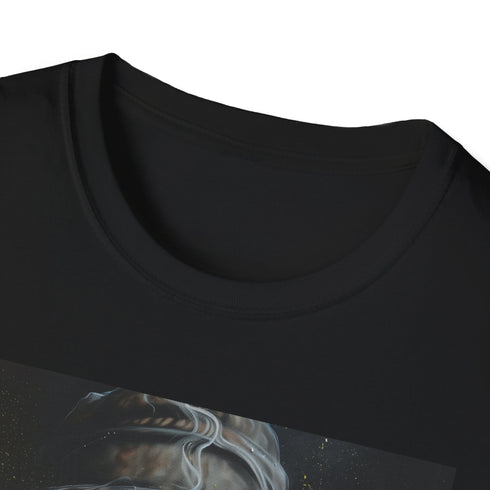 Charcoal crew neck cotton T-shirt featuring Albus Dumbledore portrait.
