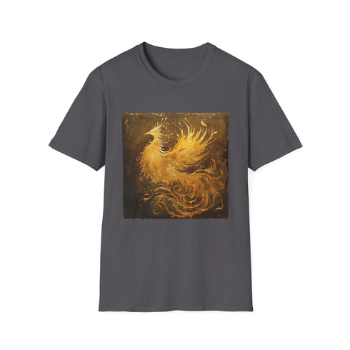 Mythical Phoenix Rising Charcoal Cotton T-Shirt Regular Fit Summer Apparel.