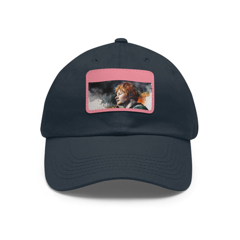 Ed Sheeran Watercolor Baseball Cap in White with Light Brown Patch
