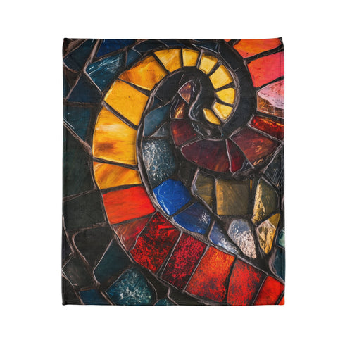 Shattered Stained Glass Forming Serpent Plush Fleece Throw Blanket