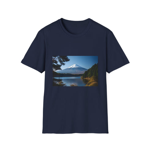 Sacred Mountain design Charcoal T-shirt, regular fit crew neck.