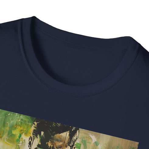 Vibrant charcoal Green Lantern T-shirt with cosmic superhero painting design