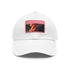 Stylish white cotton baseball cap with volcano patch.