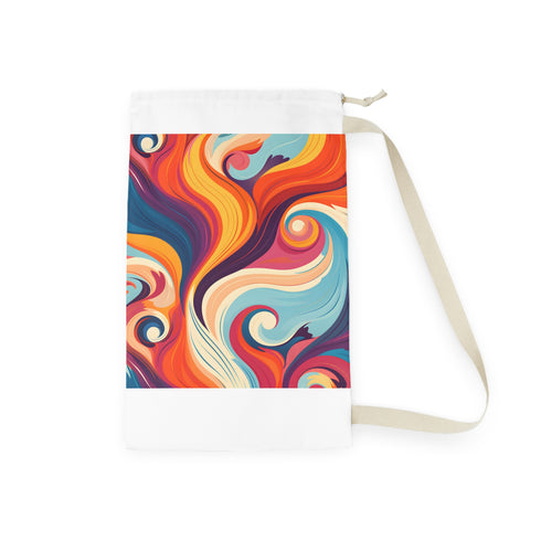 Retro Marine Laundry Bag with Marine7712 Texture - Groovy 70s-inspired design for stylish laundry transport