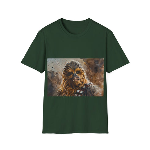 Watercolor Chewbacca charcoal tee with crew neck and regular fit