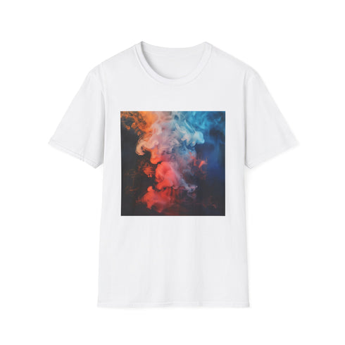 Abstract smoke art t-shirt in charcoal, men's size small.