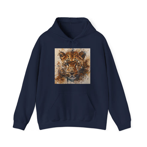 Wild Cheetah Print Hoodie, navy, unisex, regular fit, DTG, men's/women's clothing.