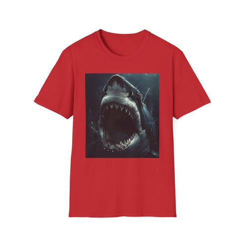 Charcoal cotton t-shirt with detailed Jaws painting and crew neck design