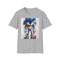 Charcoal T-shirt featuring Sonic in vibrant watercolor style with crew neck