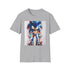Charcoal T-shirt featuring Sonic in vibrant watercolor style with crew neck