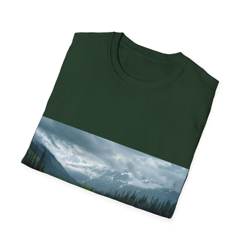 Alaska Adventure Landscapes Tee in Charcoal, Size Small.
