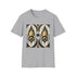 Charcoal art deco pattern t-shirt in soft cotton with crew neck