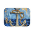 Nautical themed bath mat with classic anchor and rope design.