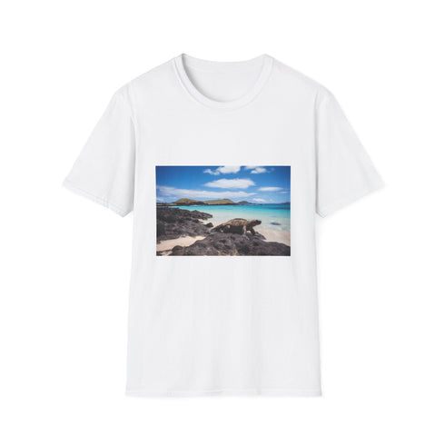 Charcoal cotton T-shirt with captivating Galapagos Islands graphic perfect for summer