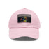 Neon watercolor baseball cap with light brown rectangle patch.