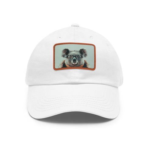 Cool Cat cap, white with light brown patch, hip animal design.