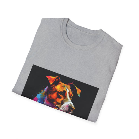 Playful Jack Russell Terrier Graphic Charcoal Cotton T-Shirt.