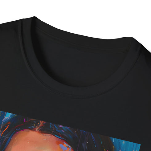 Charcoal Kendall Jenner portrait T-shirt with vivid colors and soft cotton fabric