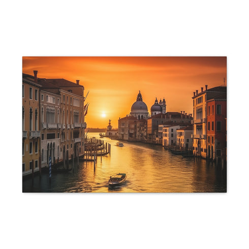 Vibrant Venice Canal Canvas Print with Hanging Hardware, 18" x 12"