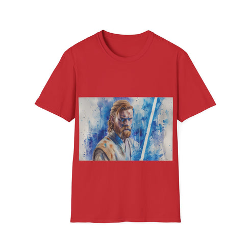 Blue lightsaber graphic tee cotton crew neck summer pick regular fit.