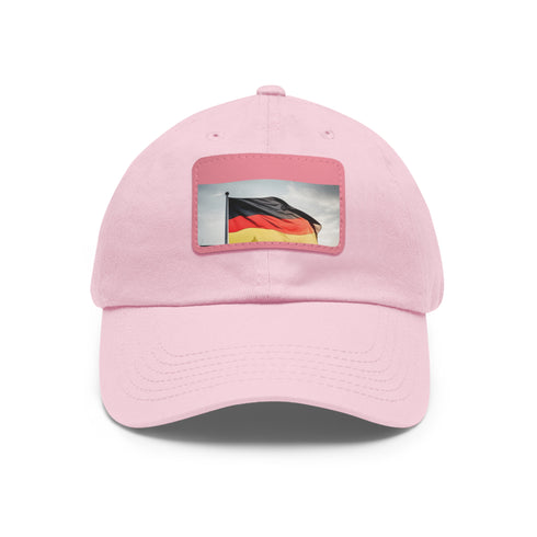 German pride flag cap in white/light brown patch, rectangle shape.