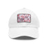 Cherry blossom patterned 3D cap in white with light brown patch.