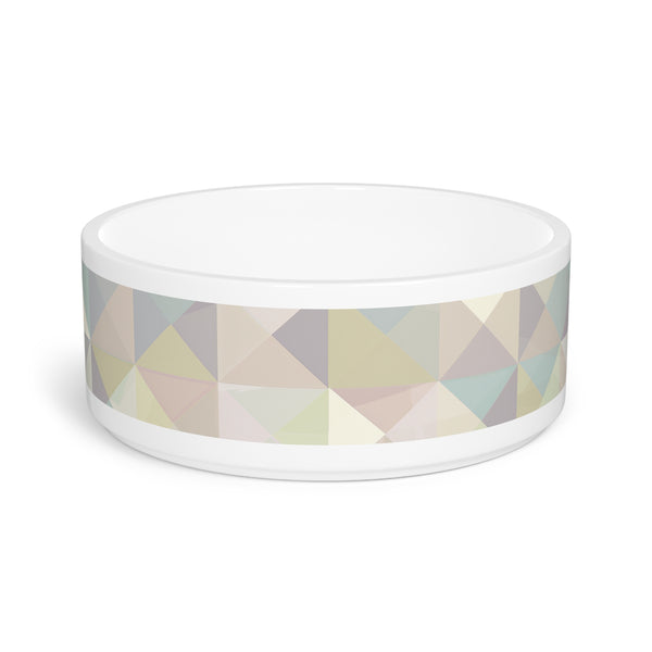 Chic pastel geometric ceramic pet bowl for stylish cats and dogs.