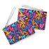 Bold neon urban graffiti clutch bag with seamless bright colors.