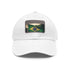 White Brazilian pride flag baseball cap with rectangle light brown patch.