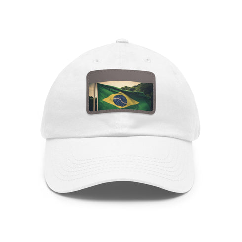 Brasilian Pride Flag Cap in White with Light Brown Patch