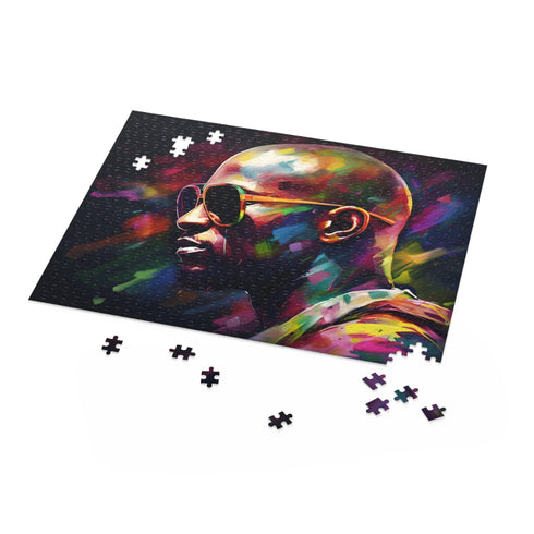 Vibrant Floyd Mayweather watercolor sunglasses jigsaw puzzle, 10" x 8"